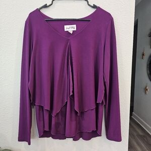 Joseph Ribkoff Fuschia Size 10 Cocktail Blouse Office Business Casual Layered